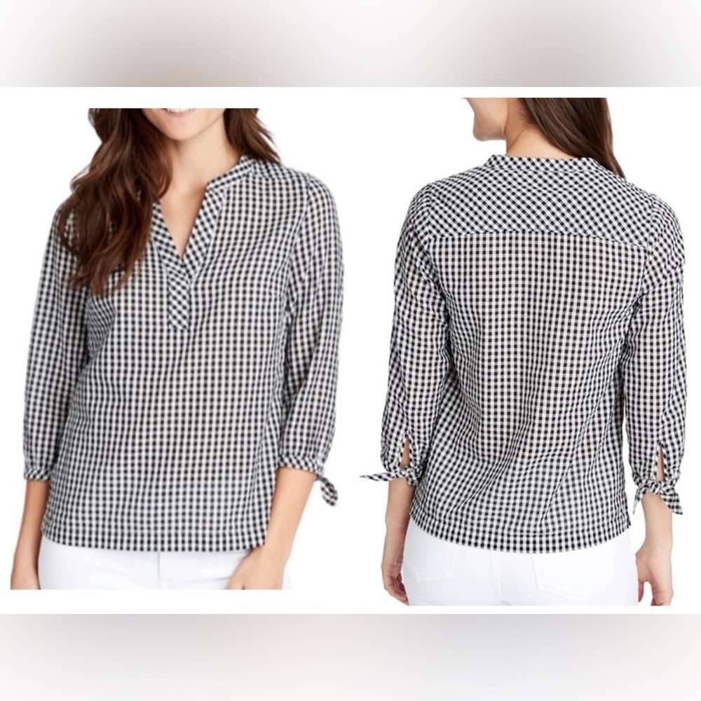 Vineyard Vines Savannah popover top Black & white gingham seersucker Small
